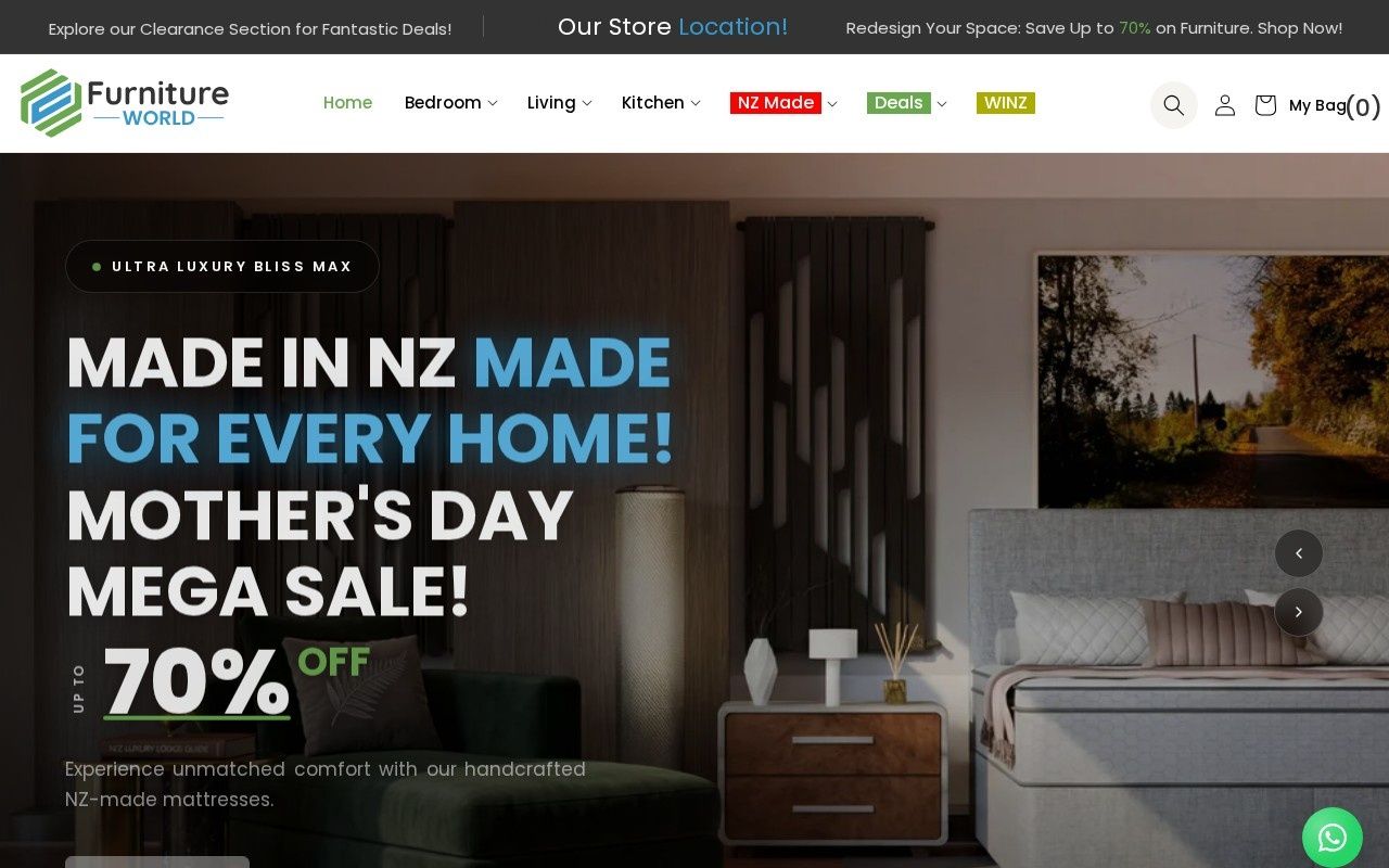 Furniture World homepage screenshot